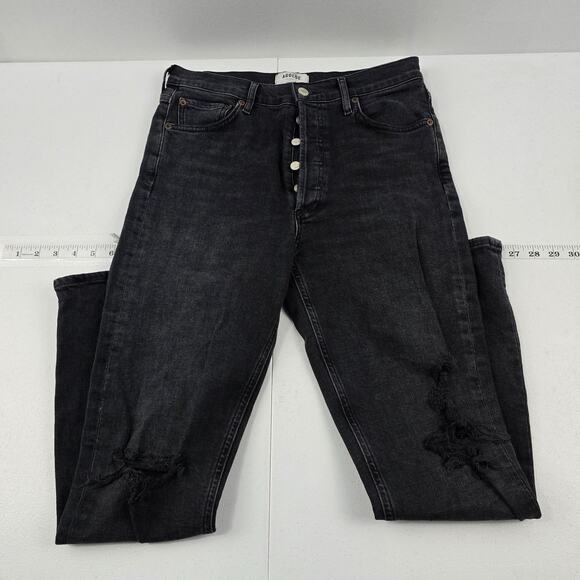 Agolde Nico High Rise Slim black button fly womens size 28‎ womens 5794 - Picture 1 of 11